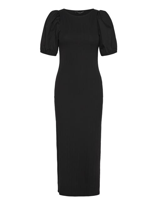 Sasia Rib Puff Slv Midi Dress French Connection Black