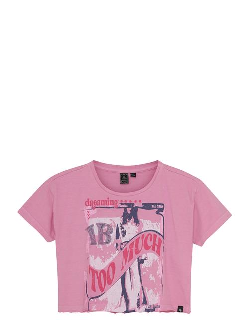 T-Shirt Wide Cropped Indian Blue Jeans Pink