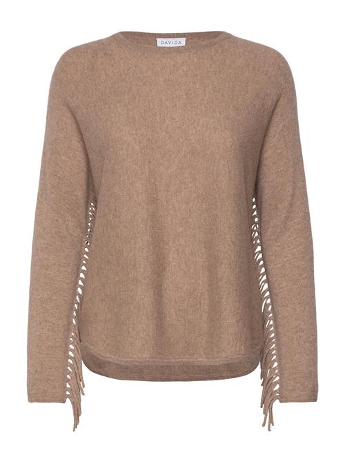 Curved Sweater Fringes Davida Cashmere Brown