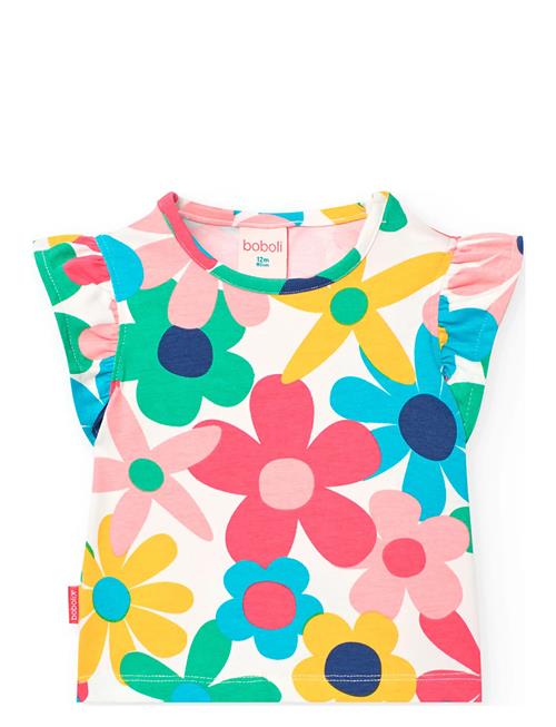 Knit T-Shirt Floral Boboli Patterned