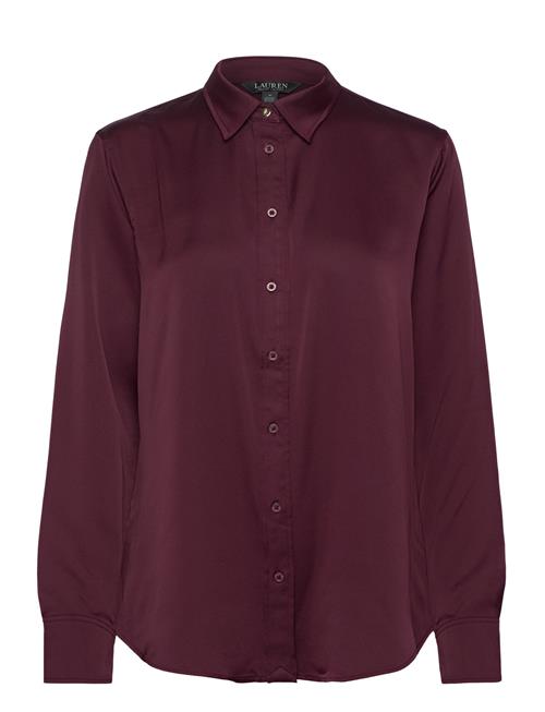 Classic Fit Satin Charmeuse Shirt Lauren Ralph Lauren Burgundy