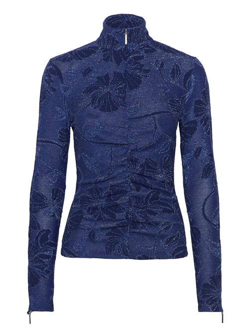 Gathered Long Sleeve High Neck Coll STINE GOYA Blue