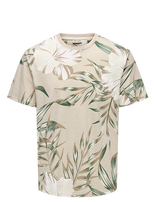 Onsklop Reg Ss Floral Tee Noos ONLY & SONS Beige