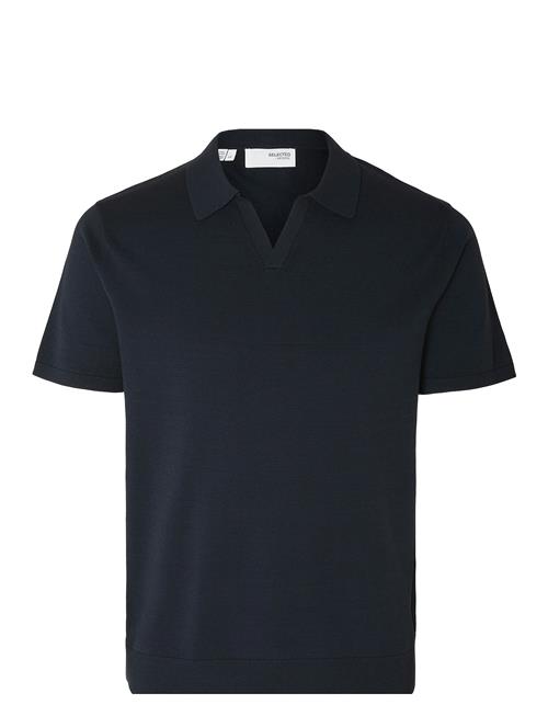Slhteller Ss Knit Polo Selected Homme Navy
