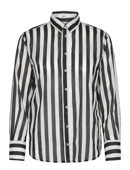 Semi-Transparent Striped 100 Cotton Shirt Mango Black