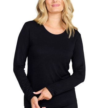 Damella Bamboo Long Sleeve Top Sort Bambus Large Dame