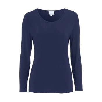 Damella Bamboo Long Sleeve Top Marineblå Bambus Small Dame