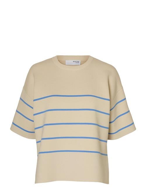 Slfliva 2/4 Knit O-Neck Noos Selected Beige