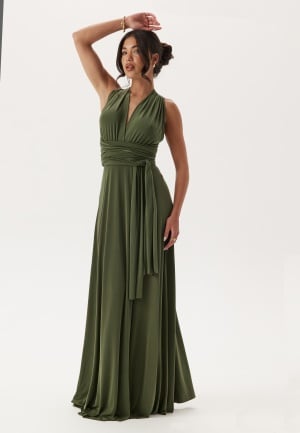 Goddiva Multi Tie Maxi Dress Split Olive XL (UK16)