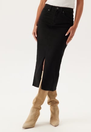 Se ONLY Onlsiri Front Slit Skirt Dnm  Black Denim L ved Bubbleroom