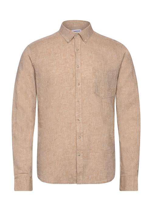 Cotton/Linen Shirt L/S Lindbergh Brown