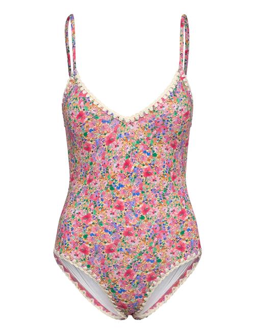 Nila V-Neck Crochet Trimmed Swimsuit Malina Pink