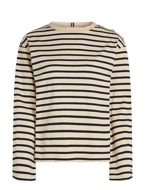 Rlx Gold Btn Stripe C-Nk Ls Tommy Hilfiger Beige