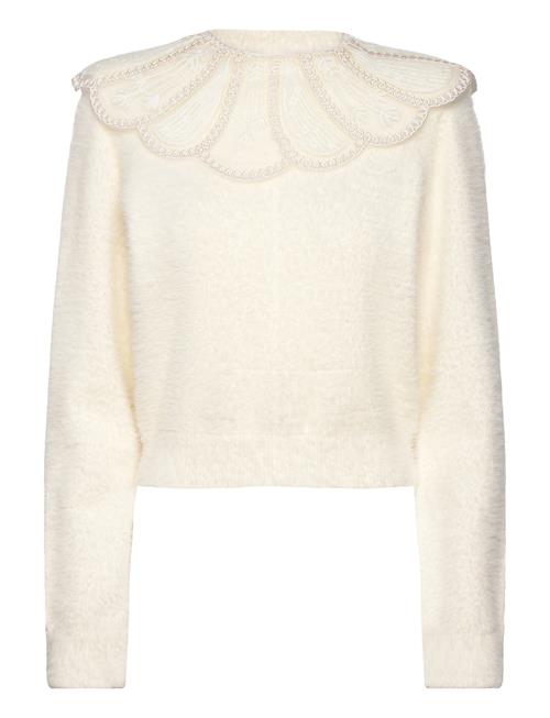 Lace Collar Knit Sweater ROTATE Birger Christensen Cream