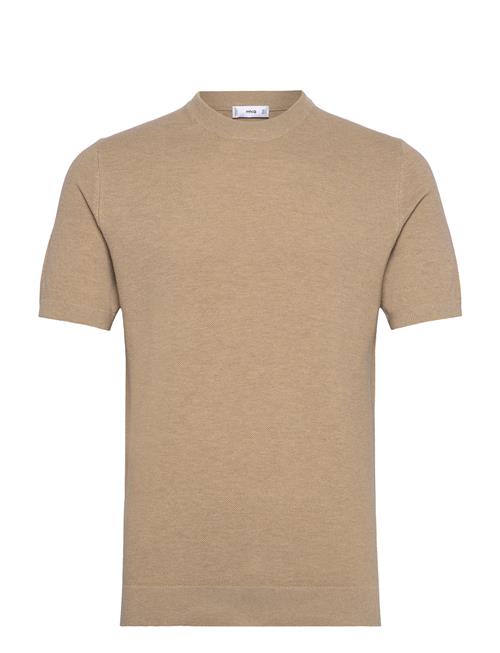 Cotton Fine-Knit T-Shirt Mango Beige