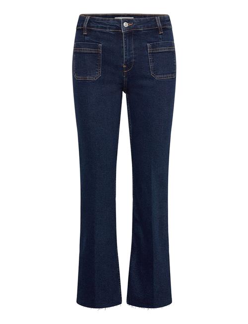 Flared Cropped Jeans With Pockets Mango Blue