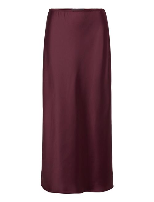 Midi Satin Skirt Mango Burgundy