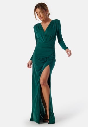 Se Bubbleroom Occasion Long Sleeve Soft Gown Dark green S ved Bubbleroom