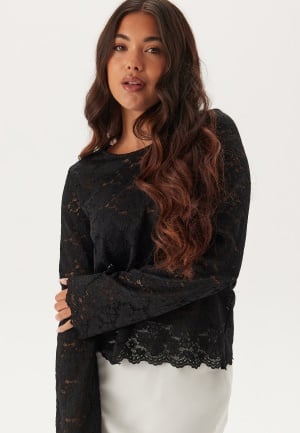 BUBBLEROOM Long Sleeve Lace Top Black M