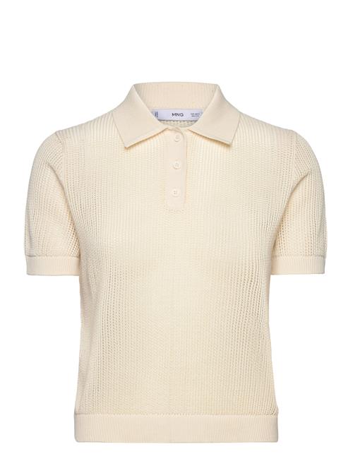 Openwork Knitted Polo-Neck Sweater Mango Cream