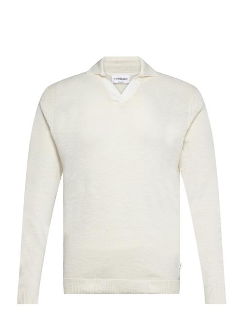 Casual L/S V-Neck Polo Knit Lindbergh White