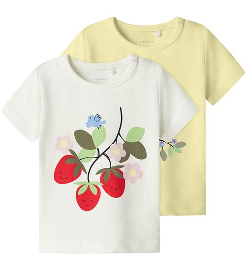 Name It T-shirt - NmfFaberry - 2-pak - Cloud Dancer/Pastel Yello