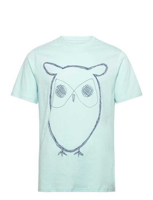 Regular Big Owl Front Print T-Shirt Knowledge Cotton Apparel Blue