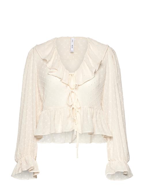 Ruffled Blouse With Bow Closure Mango Beige