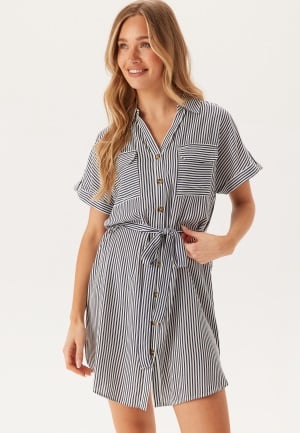 VERO MODA Vmbumpy Ss Short Shirt Dress India Ink Stripes:snow White XL