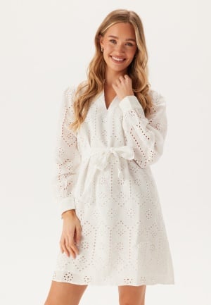 Se VILA Visine L/S Short Dress Bright White 44 ved Bubbleroom