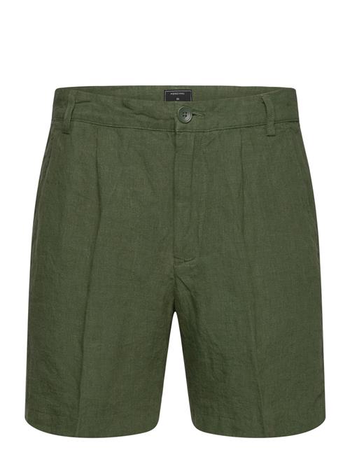 Pleated Linen Shorts Percival Green