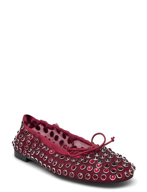 Studded Mesh Ballerina Shoes Mango Red