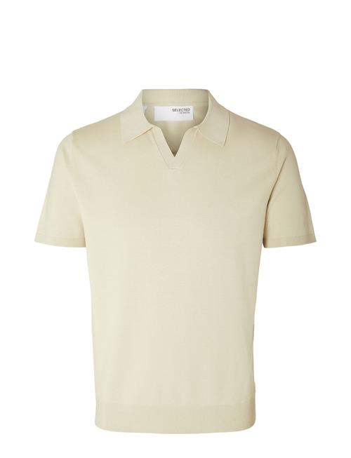 Slhteller Ss Knit Polo Noos Selected Homme Beige