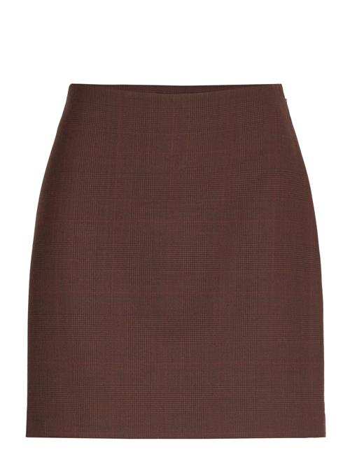 Glen Plaid Wool-Blend Pencil Miniskirt Lauren Ralph Lauren Brown