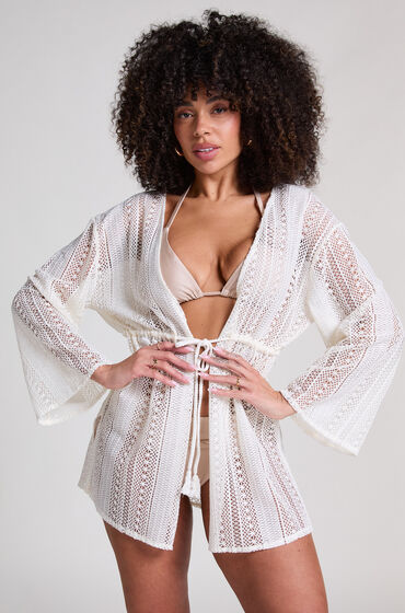 Hunkemöller Hæklet strandkaftan hvid