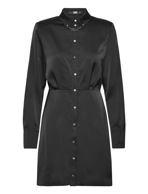 Karl Charm Satin Shirt Dress Karl Lagerfeld Black