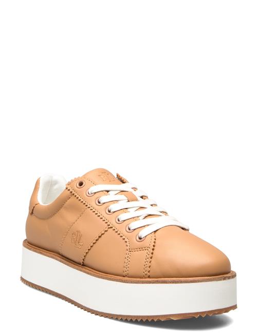 Amelia Nappa Leather Platform Sneaker Lauren Ralph Lauren Beige