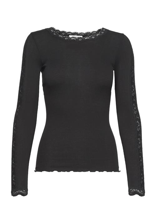 Rwbernadine Organic Ls O-Neck Lace Rosemunde Black