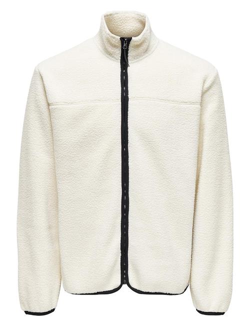 Onsemilio Reg Fullzip Highneck Swt Vd ONLY & SONS White