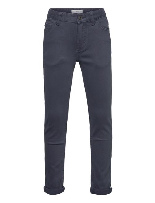 Se Straight-Fit Cotton Trousers Mango Blue ved Booztlet