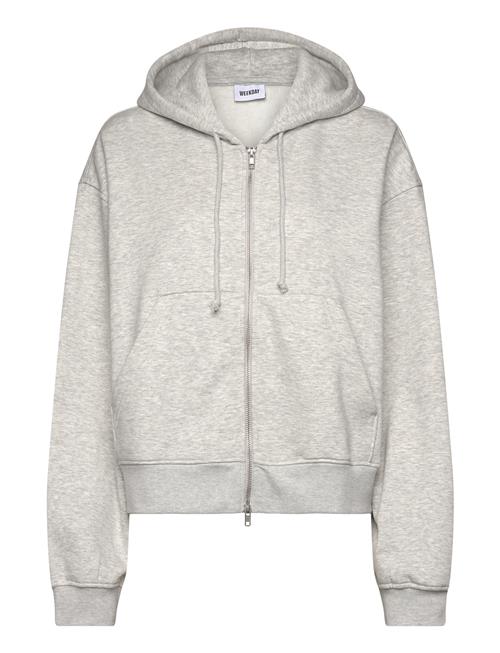 Se Essence Boxy Zip Hoodie Weekday Grey ved Booztlet