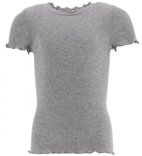 Rosemunde T-shirt - Rib - Balta - Light Grey Melange