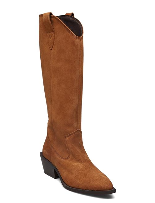 Se Biamona Western Boot High Suede Bianco Brown ved Booztlet