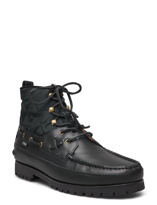 Se Ranger Mid Leather & Quilted Canvas Boot Polo Ralph Lauren Black ved Booztlet