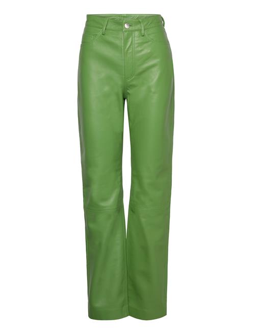 Se Leather Straight Pants REMAIN Birger Christensen Green ved Booztlet