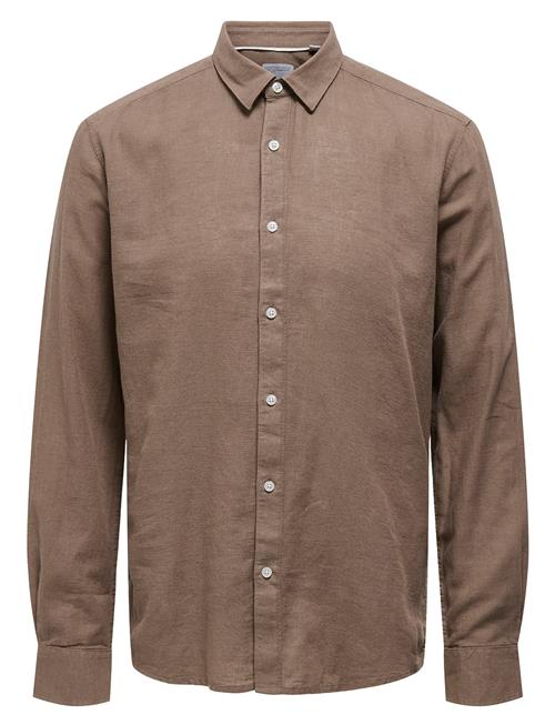 Onscaiden Life Ls Solid Linen Shirt Noos ONLY & SONS Brown