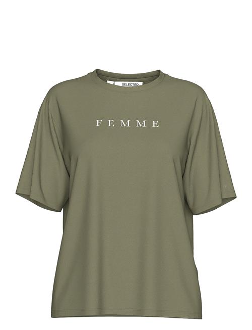 Se Slfvilja Ss Printed Tee W Noos Selected Femme Khaki ved Booztlet