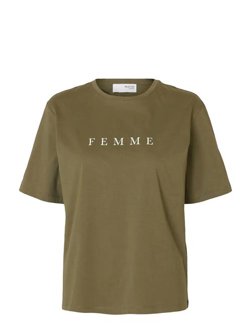 Slfvilja Ss Printed Tee W Selected Khaki