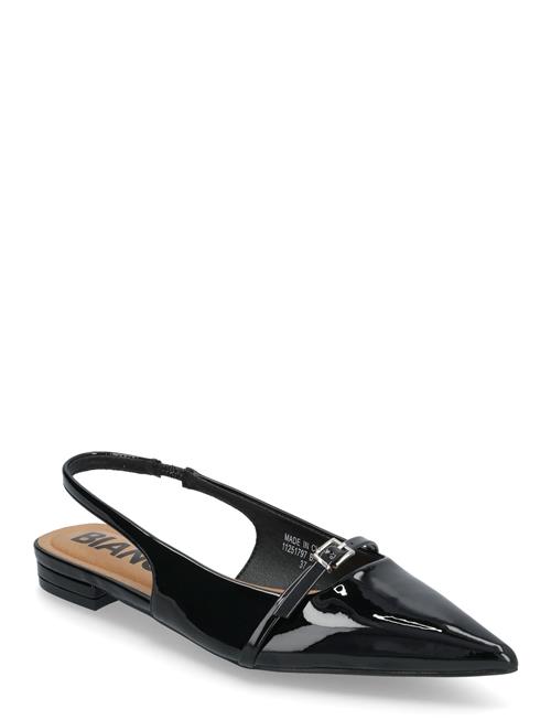 Biabari Pointy Flat Slingback Faux Leather Bianco Black