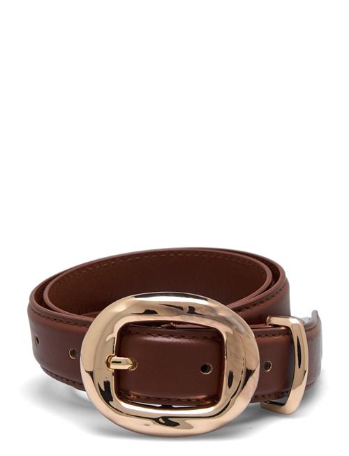 Se Rounded Buckle Belt Mango Brown ved Booztlet